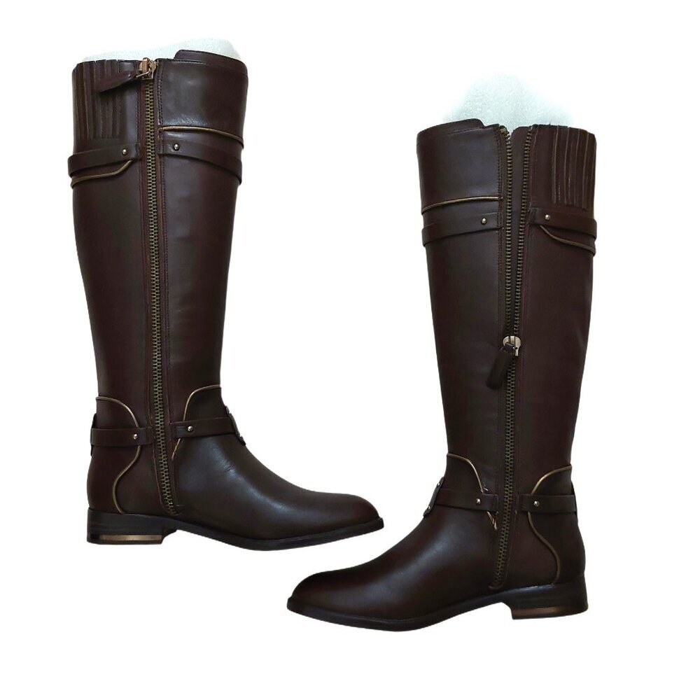 BCBGMAXAZARIA Brown Calf Leather Riding Boots Retail $398 Size 6 - Picture 3 of 12